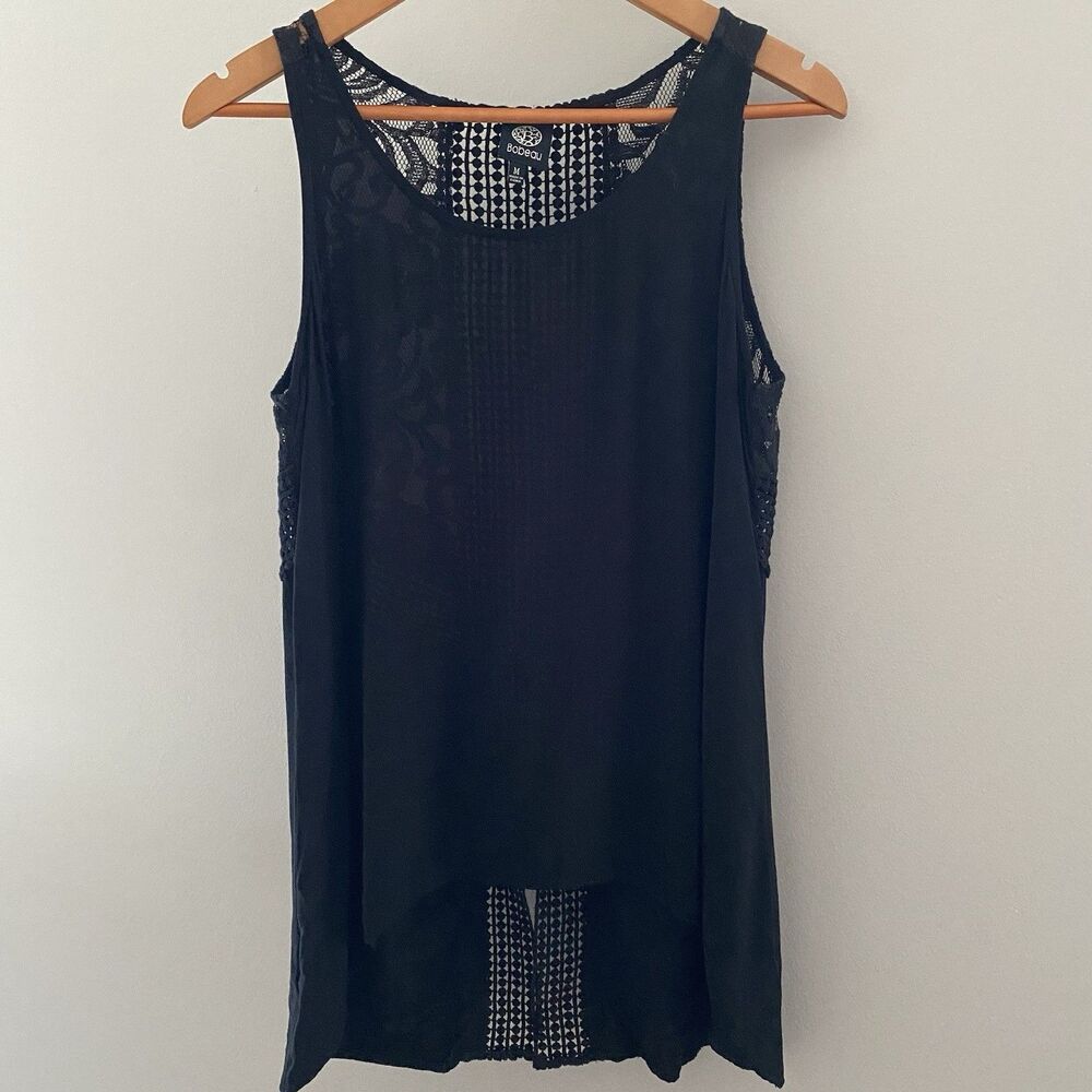 Bobeau Crochet Hippy Festival Goth Grunge Black Whimsigoth Top Sz M